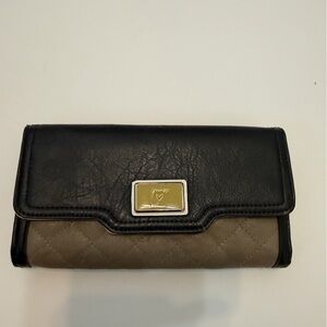 Guess Black and Tan Quilted Wallet